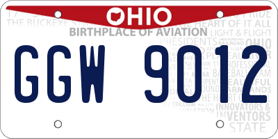OH license plate GGW9012
