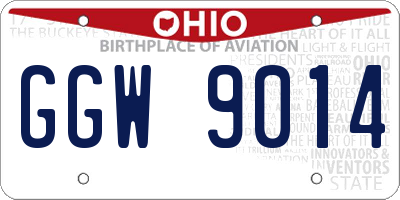OH license plate GGW9014