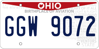 OH license plate GGW9072
