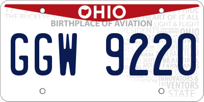 OH license plate GGW9220