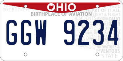 OH license plate GGW9234