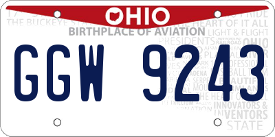 OH license plate GGW9243