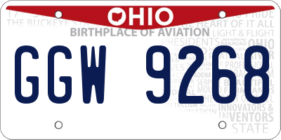 OH license plate GGW9268