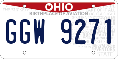 OH license plate GGW9271