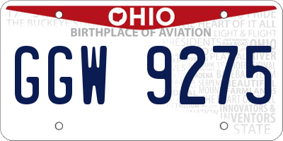 OH license plate GGW9275