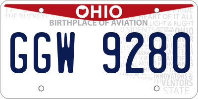 OH license plate GGW9280