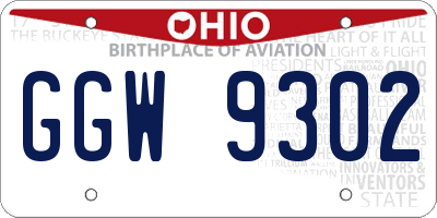 OH license plate GGW9302