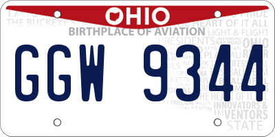 OH license plate GGW9344