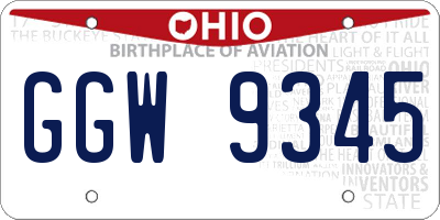 OH license plate GGW9345