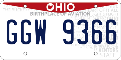 OH license plate GGW9366