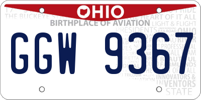 OH license plate GGW9367