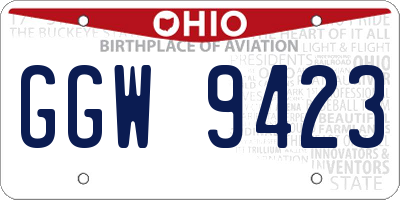OH license plate GGW9423