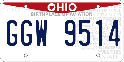 OH license plate GGW9514