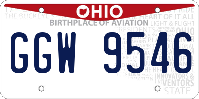 OH license plate GGW9546