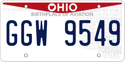 OH license plate GGW9549