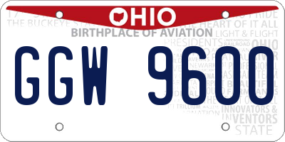 OH license plate GGW9600