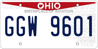 OH license plate GGW9601