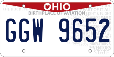 OH license plate GGW9652
