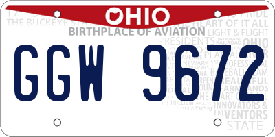 OH license plate GGW9672
