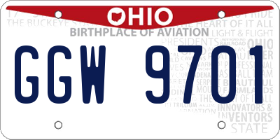 OH license plate GGW9701