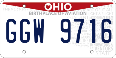 OH license plate GGW9716