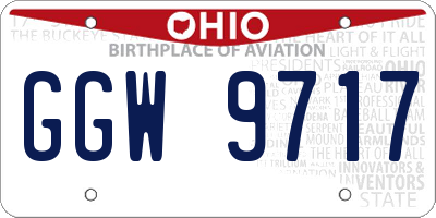 OH license plate GGW9717