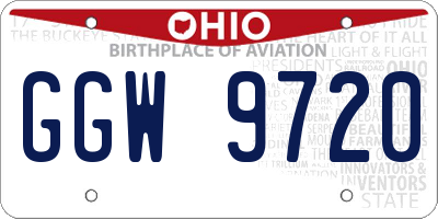 OH license plate GGW9720