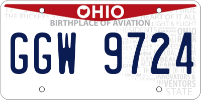 OH license plate GGW9724