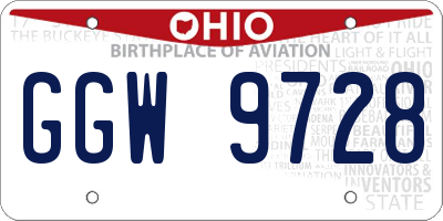 OH license plate GGW9728