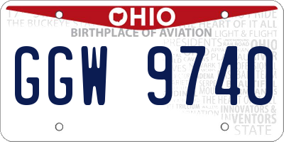 OH license plate GGW9740