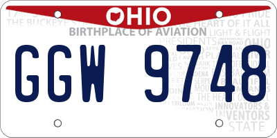 OH license plate GGW9748