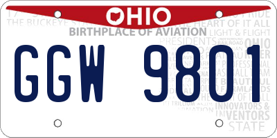 OH license plate GGW9801