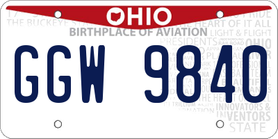 OH license plate GGW9840