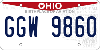 OH license plate GGW9860