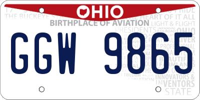 OH license plate GGW9865