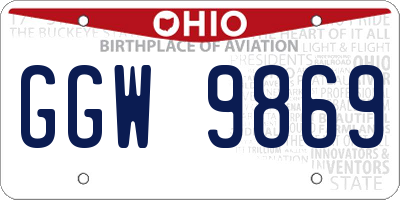 OH license plate GGW9869
