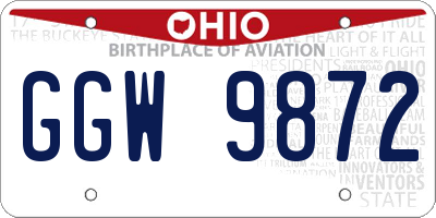 OH license plate GGW9872