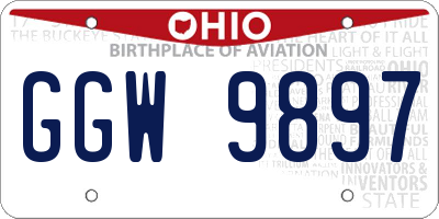 OH license plate GGW9897