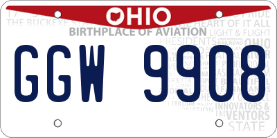 OH license plate GGW9908