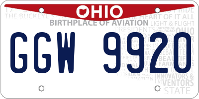 OH license plate GGW9920