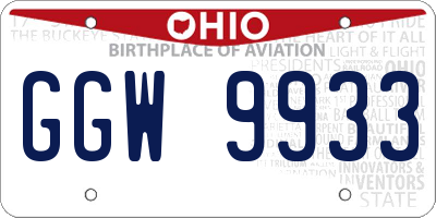 OH license plate GGW9933