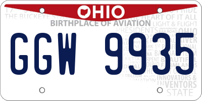 OH license plate GGW9935