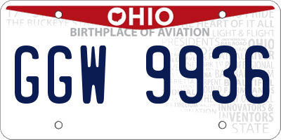 OH license plate GGW9936