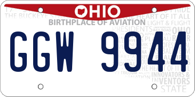 OH license plate GGW9944
