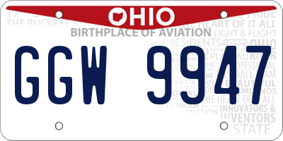 OH license plate GGW9947