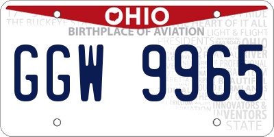 OH license plate GGW9965