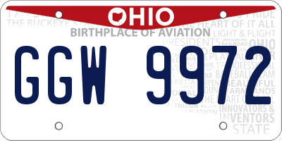 OH license plate GGW9972