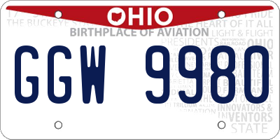 OH license plate GGW9980