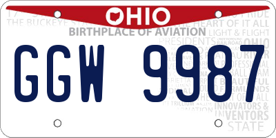 OH license plate GGW9987