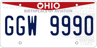 OH license plate GGW9990